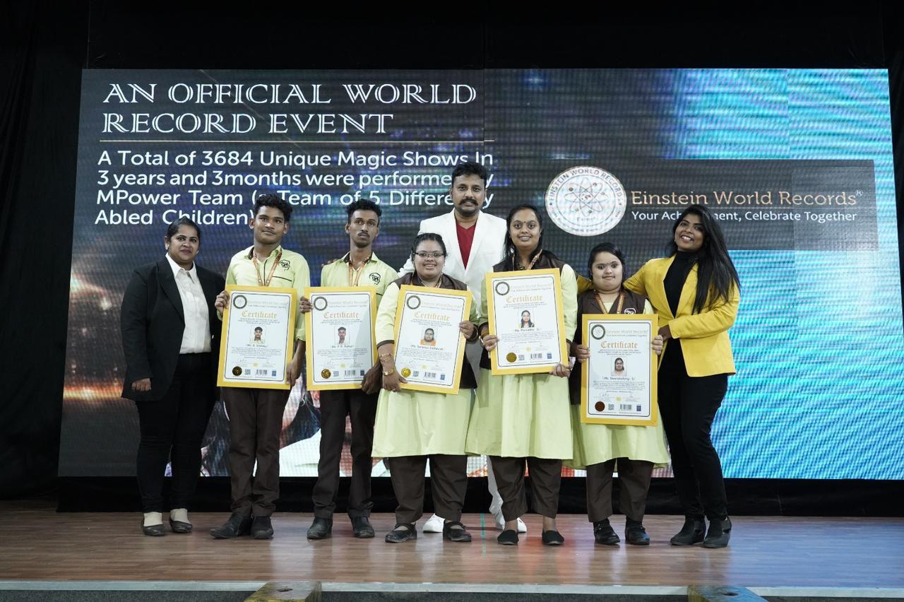 WORLD RECORD TO PERFORM TOTAL 3684 UNIQUE MAGIC SHOWS IN 3YEARS 3MONTHS BY DIFFERENTLY ABLED CHILD.