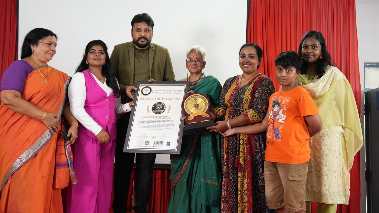 Touch of Peace” with 100  participants, who contributed their hand prints to create a 45 feet × 15 feet banner to promote peace and unity.