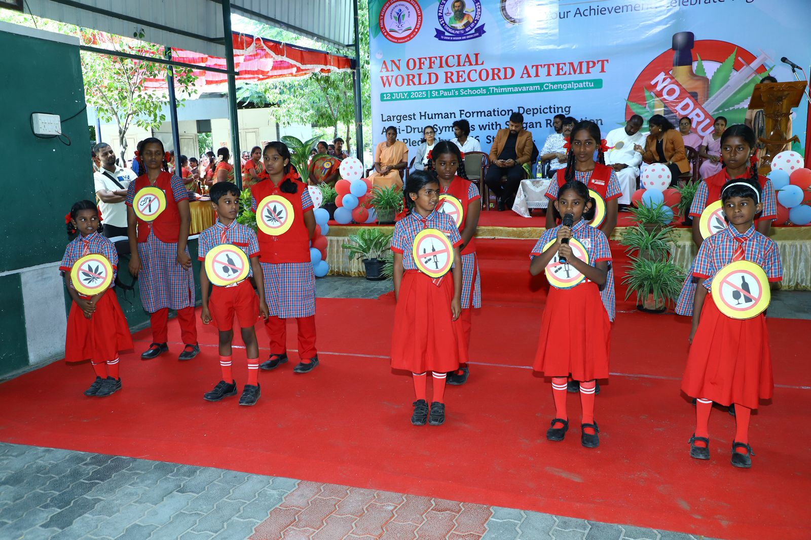 World Record for the Largest Human Formation Depicting Anti-Drug Symbols with Slogan Recitation and Pledge by 1,436 Students.