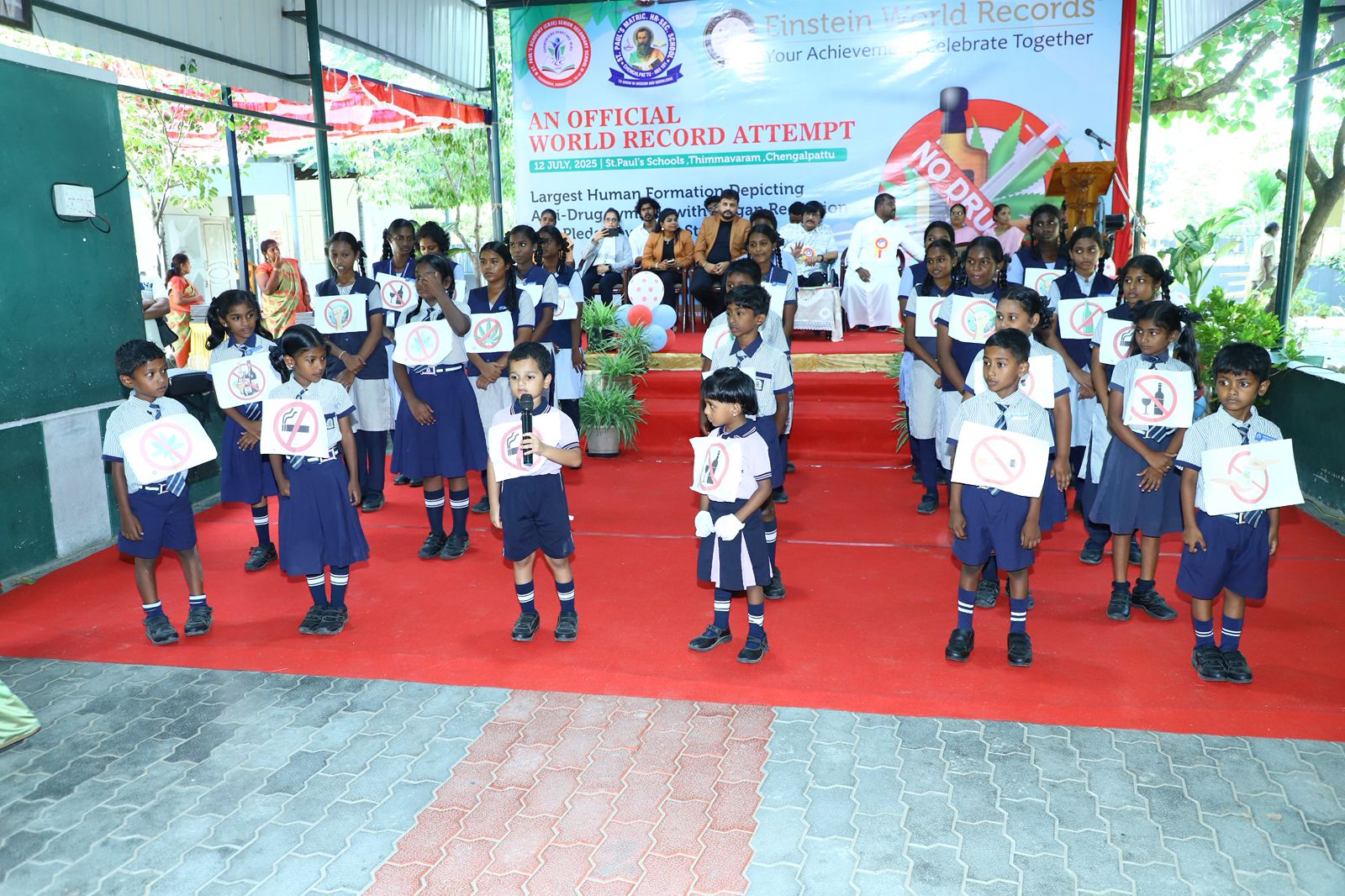 World Record for the Largest Human Formation Depicting Anti-Drug Symbols with Slogan Recitation and Pledge by 1,436 Students.