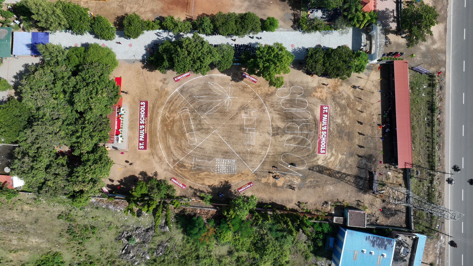 World Record for the Largest Human Formation Depicting Anti-Drug Symbols with Slogan Recitation and Pledge by 1,436 Students.