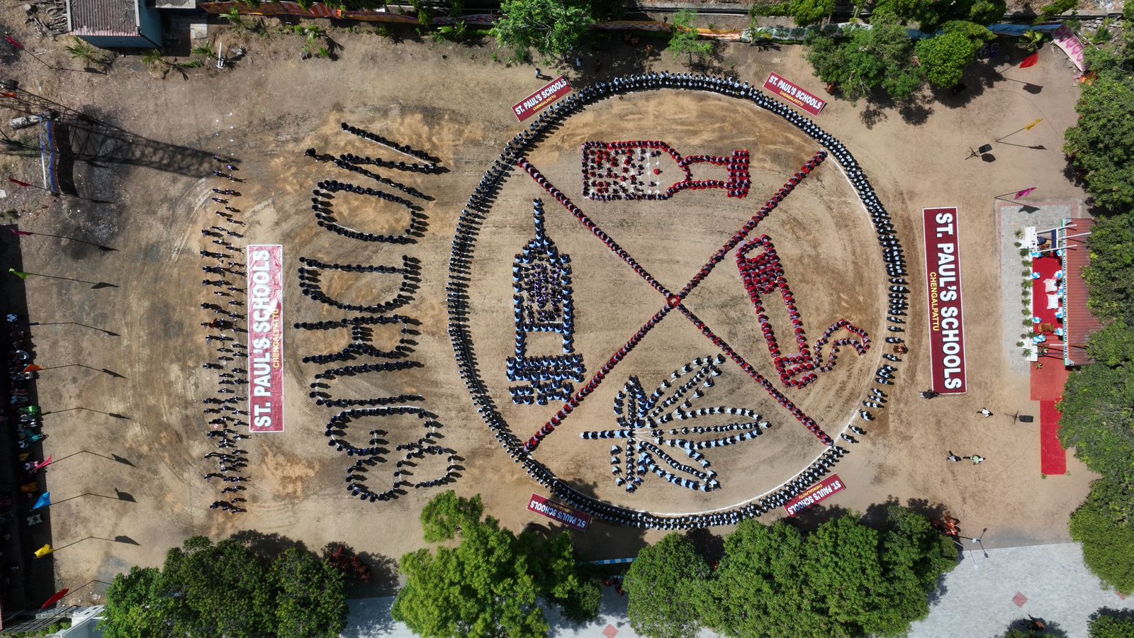 World Record for the Largest Human Formation Depicting Anti-Drug Symbols with Slogan Recitation and Pledge by 1,436 Students.